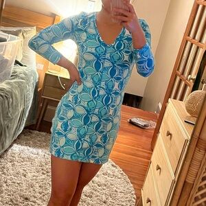 Lily Pulitzer Blue Floral Pima Cotton Dress